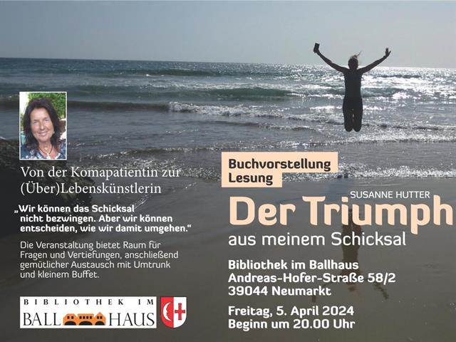 Plakat Lesung "Der Triumph aus meinem Schicksal" mit Susanne Hutter
